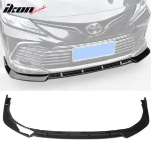 Fits 21-24 Toyota Camry LE 3PCS Front Bumper Lip Spoiler IKON Style Gloss Black - Image 5
