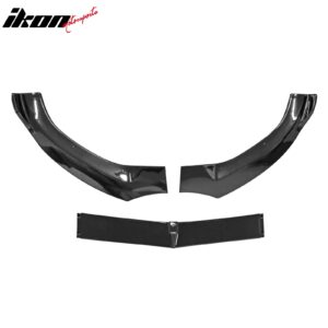 Fits 15-18 Benz W205 C-Class DP Style Front Bumper Lip Spoiler PP - Gloss Black - Image 5