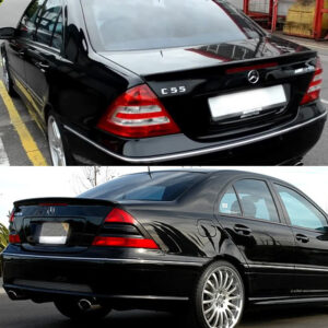 Fits 01-07 Benz C-Class W203 Sedan AMG Style Matte Black Rear Trunk Spoiler Wing - Image 4