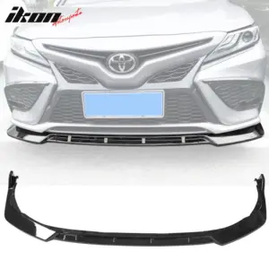 Fits 21-24 Toyota Camry SE 3PCS Front Bumper Lip Spoiler IKON Style Gloss Black - Image 5