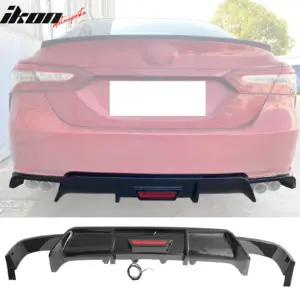 Fits 18-24 Toyota Camry SE XSE Rear Diffuser Lip W/LED Light Lamp - Gloss Black - Image 6