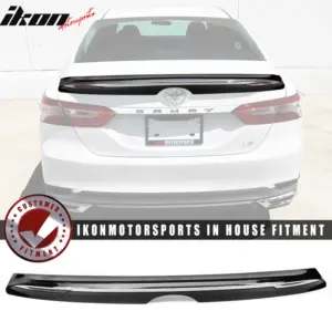 Fits 18-24 Toyota Camry MD Style Rear Trunk Spoiler Gloss Black W/Chrome Trim - Image 6