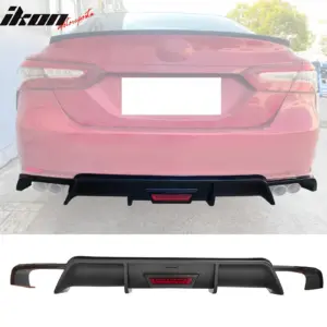 Fits 18-24 Toyota Camry SE XSE Rear Diffuser Lip W/LED Light Carbon Fiber Print - Image 6