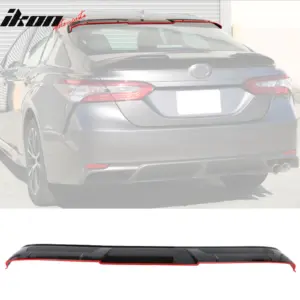 Fits 18-26 Toyota Camry V2 Roof Spoiler Rear Window Wing Gloss Black w/ Red Edge - Image 6