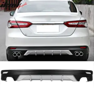 Fits 18-24 Toyota Camry Rear Bumper Lip Diffuser Unpainted Black & Silver PP - Image 6