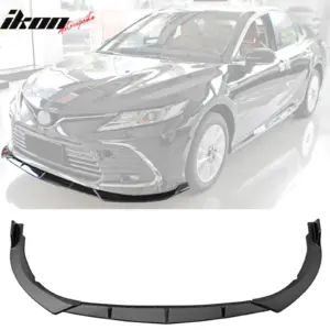 Fits 21-24 Toyota Camry Sedan 4Dr 3PCS Front Bumper Lip Spoiler PP Matte Black - Image 5