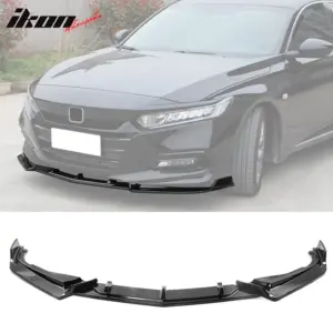 Fits 18-20 Honda Accord IKON V2 Style 3PCS Front Bumper Lip Kit PP Gloss Black - Image 6