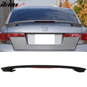 Fits 08-12 Honda Accord Sedan OE Style ABS Trunk Spoiler & LED Brake Matte Black - Image 6