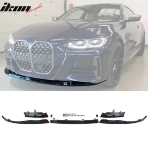 Fits 21-26 BMW G22 G23 4-Series M-Performance Style Front Bumper Lip Gloss Black - Image 4