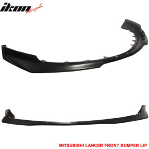 Fit 06-07 Mitsubishi Lancer EVO 9 IX J Style Front Bumper Lip Unpainted Black PU - Image 3