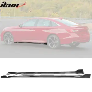 Fits 18-22 Honda Accord IKON Side Skirts Extension Diffuser Lip ABS Gloss Black - Image 6