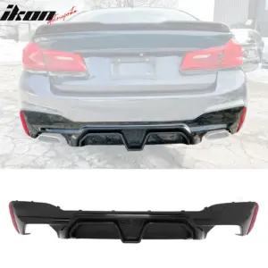 Fits 17-23 BMW G30 5 Series M Sport F90 M5 CS Style Rear Diffuser Gloss Black PP - Image 6