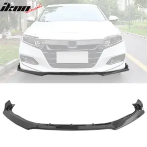 Fits 18-20 Honda Accord Gloss Black Front Bumper Lip Spoiler Splitter 3PC Kit PP - Image 6