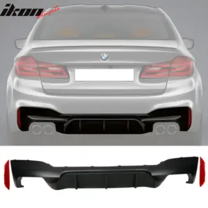 Fits 17-20 BMW 5 Series G30 M5 Style Rear Bumper Lip Diffuser Quad Outlets - Image 6