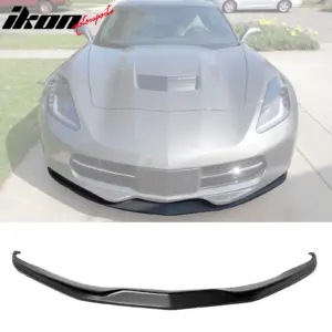 Fits 14-19 Chevy Corvette Front Bumper Lip Spoiler Splitter Unpainted Black PU - Image 6