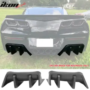 Fits 14-19 Chevrolet Corvette C7 IKON Rear Bumper Diffuser Lip PP Matte Black - Image 6