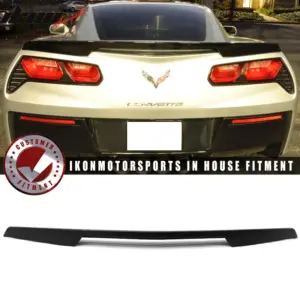 Fits 14-19 Chevrolet Corvette C7 Rear Trunk Spoiler Wing Lip ABS Unpainted Black - Image 6