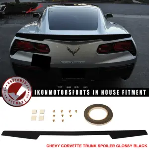 Fits 14-19 Chevrolet Corvette C7 Rear Trunk Lid Spoiler Wing Lip ABS Gloss Black - Image 6