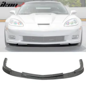 Fits 06-13 Corvette C6 Front Bumper Lip ZR1 Style 3PC Spoiler Carbon Fiber Print - Image 6