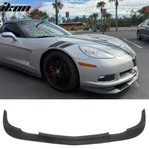 Fits 05-13 Chevrolet Corvette C6 Base ZR1 Style Front Bumper Lip Matte Black 3PC - Image 6