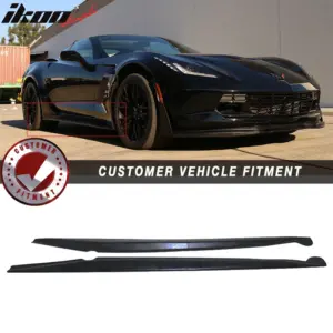 Fits 14-19 Chevy Corvette C7 Stingray Pair Side Skirts Extension PU - Image 6