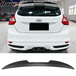 Fits 13-18 Ford Focus ST V Style Rear Roof Window Spoiler ABS Carbon Fiber Print - Image 6