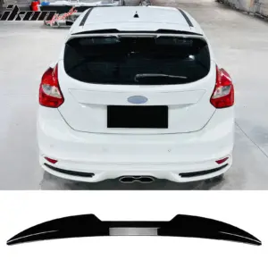 Fits 13-18 Ford Focus ST V Style Rear Roof Window Spoiler Wing ABS Gloss Black - Image 6