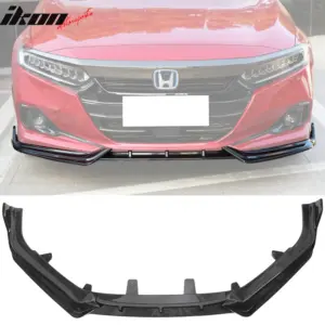 Fits 21-22 Honda Accord IKON V1 Style 3PC Front Bumper Lip PP Carbon Fiber Print - Image 6