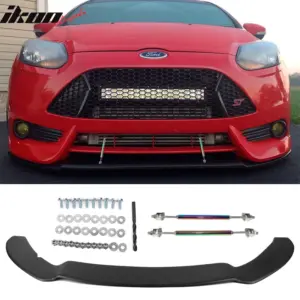 Fits 13-14 Ford Focus Front Splitter Lip Replacement Matte Black PP & NEO Rods - Image 6