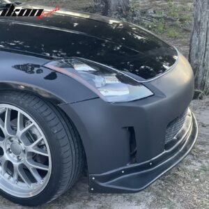 Fits 03-05 Nissan 350Z NS N Style Unpainted Black Front Bumper Lip Spoiler PU - Image 4