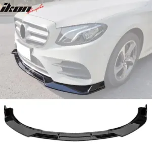 Fits 17-20 Benz W213 E-Class B Style Front Bumper Lip Spoiler PP Gloss Black - Image 6
