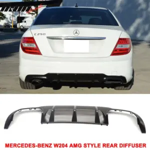 Fits 12-14 Benz W204 C-Class C180 C250 C300 C350 C63 AMG Rear Bumper Diffuser - Image 6