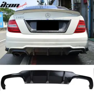 Fits 12-15 Benz C Class C204 W204 LCI Rear Bumper Lip Diffuser Kit ABS Unpainted - Image 6