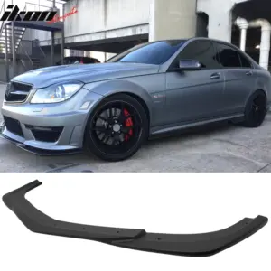 Fits 12-14 Benz W204 C Class C63 AMG GH Style Front Bumper Lip ABS Matte Black - Image 6