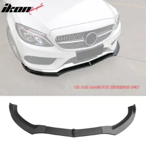 Fits 15-18 Benz W205 C-Class DP Style Front Bumper Lip Spoiler PP - Matte Black - Image 6