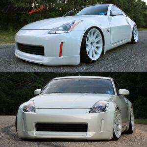 Fits 03-05 Nissan 350Z ING-S Style Front Bumper Lip Spoiler Unpainted Black PU - Image 4