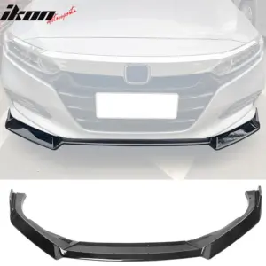 Fits 18-20 Honda Accord 10th Gen IKON V3 3PCS Front Bumper Lip PP Gloss Black - Image 6
