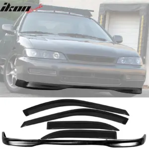 Fits 96-97 Honda Accord 4Dr TR Style Front Bumper Lip + Sun Window Visor - Image 6