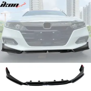 For 18-20 Honda Accord Gloss Black Front Bumper Lip Spoiler V5 Style PP 3PC - Image 6