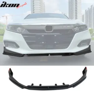 For 18-20 Honda Accord V5 Style Front Bumper Lip Spoiler Matte Black PP 3PC - Image 6