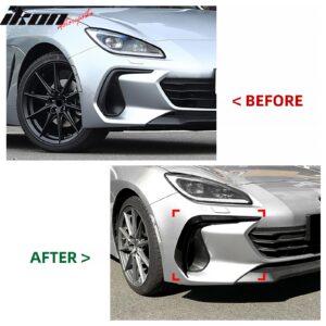 Fits 22-25 Subaru BRZ IKON Front Bumper Side Splitter Canards ABS Gloss Black - Image 5